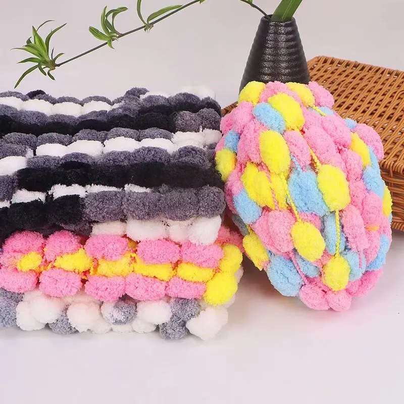 HENGYI 100% Polyester Yarns Fancy Soft Texturized Spun Thread for Knitting Scarf Blanket Dyed Pattern for Sewing and Crochet