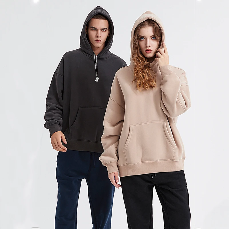 Custom printing plain hoodies unisex bulk high quality cotton basic hoodie oversize blank wholesale heavyweight fleece hoodies