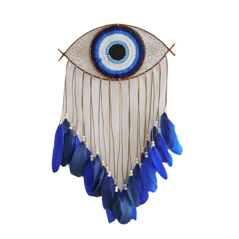 Hot Sale Blue Evil Eye Dream Catcher Home Decor Wall Hanging Large Feather Dream Catcher for Sweet Dreams