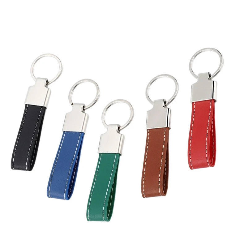 5 colors PU faux luxury  charm accessories car leather keychain with logo customized