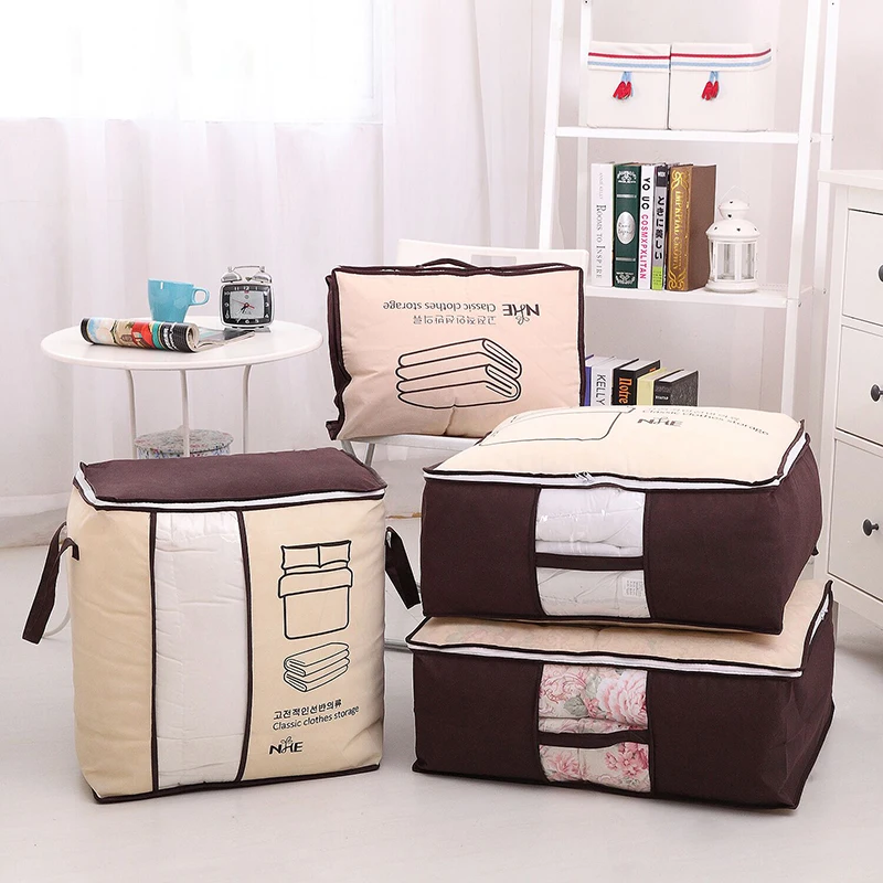 Non-woven family save space closet clothes divider quilt organizer bag under bed storage box