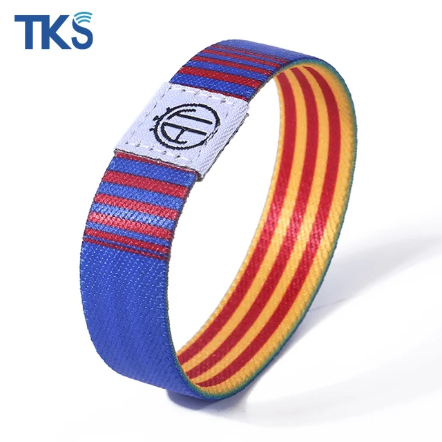 Эластичный тканый вышитый браслет эластичный из полиэстера с NFC/RFID чипом для мероприятий