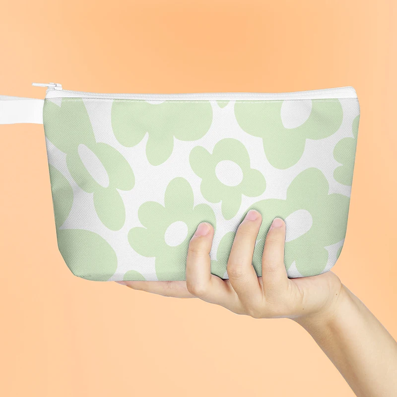 Custom Design Logo Printed Gift Pencil Cotton Canvas Pouch Toiletry Travel Makeup Cosmetic Bag