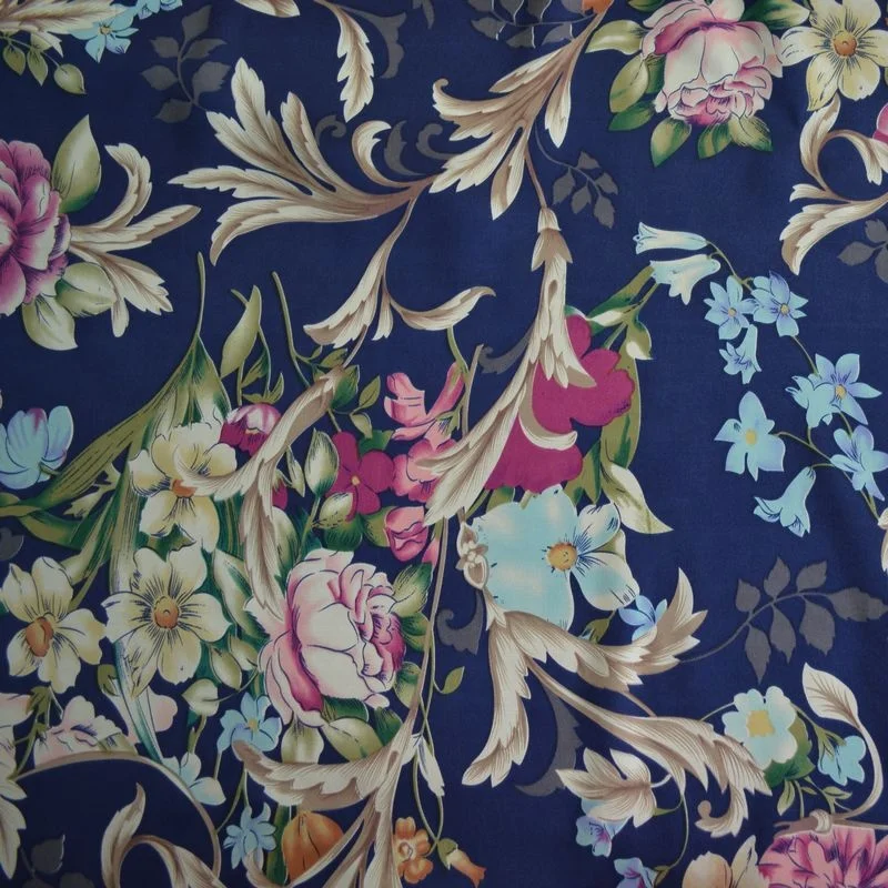 Ladies grace and beautiful 100% mulberry silk crepe satin printed 16mm 114cm width fabric for dress, shirts,Hanfu,pillow case,