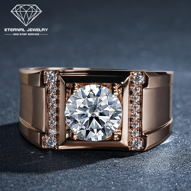 Eternal Jewelry Brand Custom Man Real 10k 14k 18k 24k Gold Pured White Yellow Rose Red Mossianite Natural Diamond Wedding Ring