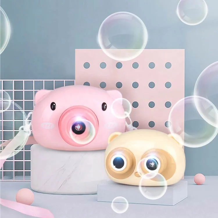 Xiaoboxing 2020 Hot selling pink pig plastic electric kids camera soap water blowing maker machine bubble toys
