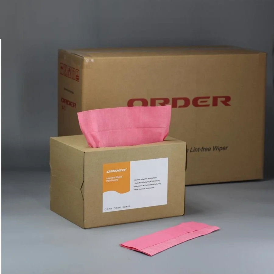 2024 ORDER X-80R cellulose pp red Spunlace Nonwoven Industrial High Quality Multi-Purpose Shop Towels clean wipes