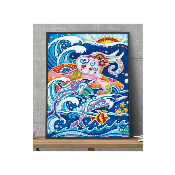 
 XYL-011 Colorful elephant&dolphin Glowing in dark,5D full drill diamond painting,modern decorative picture  