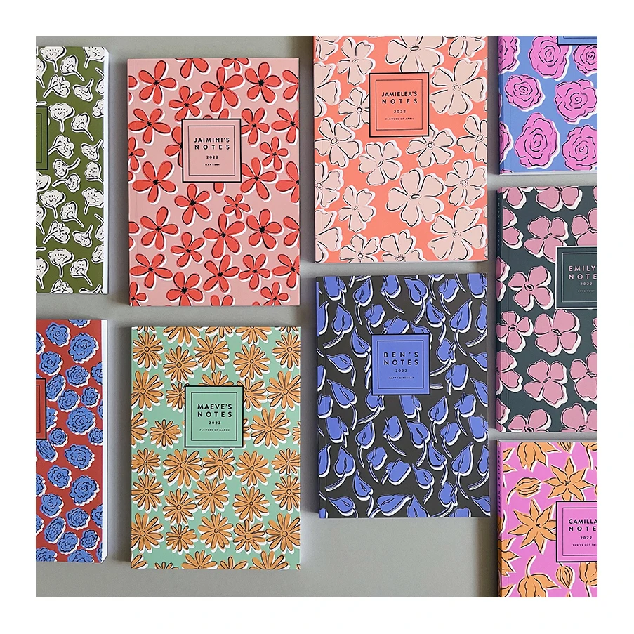 Custom Pattern Soft Touch Wipeable Cover Personalised Notebook Birth Flower Pattern Notebook for each month