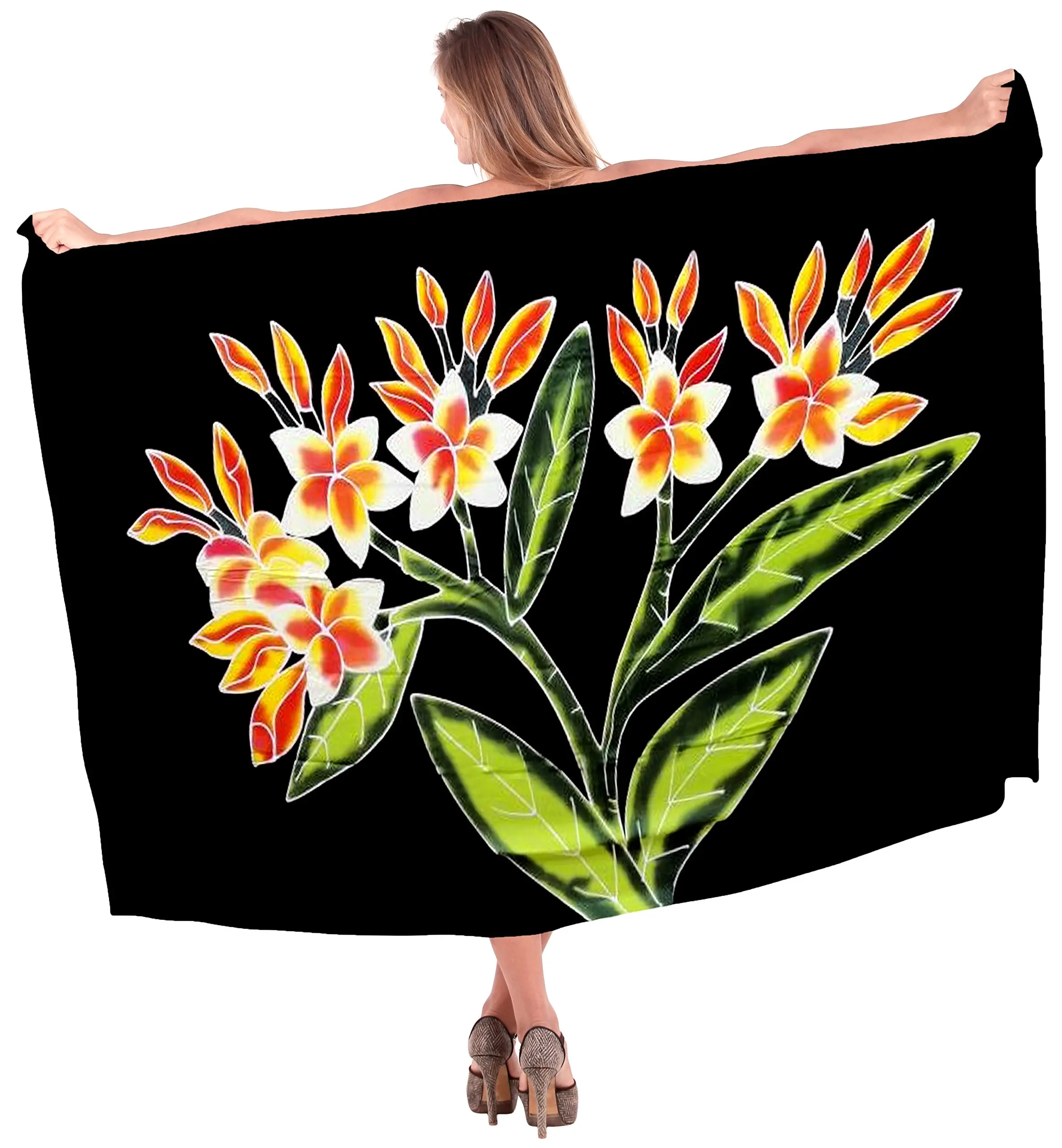 Hawaiian Lavalava Professional Manufacturer Flowers Print Women Beach Towel Customized Comfortable Wrap Swimwear Beach Sarong