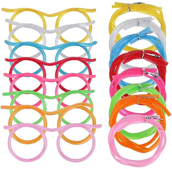 Silly Straw Glasses Eyeglasses Crazy Fun Loop Straws Novelty Drinking Party Sunglasses Straw for Annual Meeting