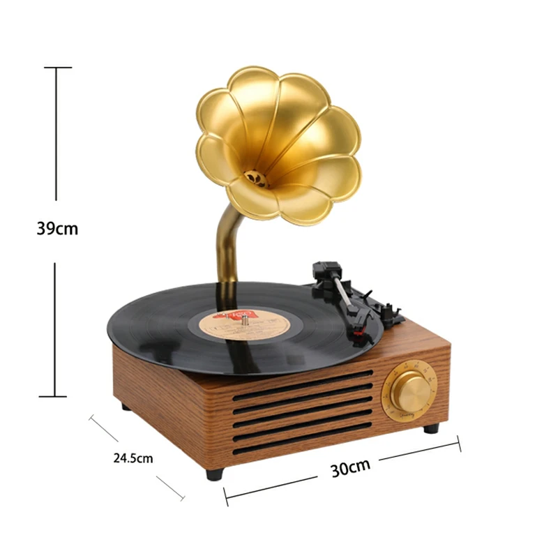 Custom Wooden Phonograph Music Box Retro Vinyl Turntable Record Player Built-in 3 Speakers