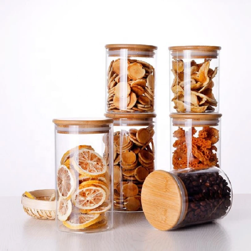 Kitchen Food Grade Transparent Small Spice Borosilicate Glass Storage Tank, Used For Coffee Beans, Candy, Nuts, Vanilla