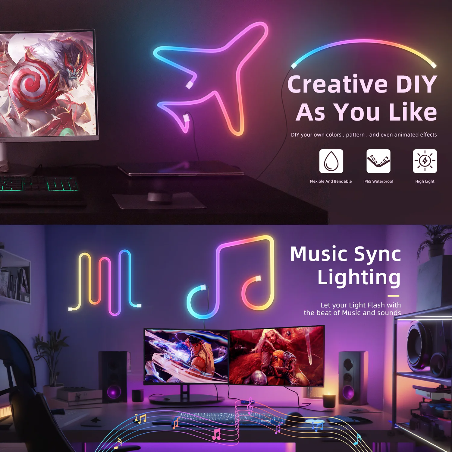 Светодиодные светильники 20 футов для спальни, меняющие цвет, Luces, para Decoracion RGB DIY