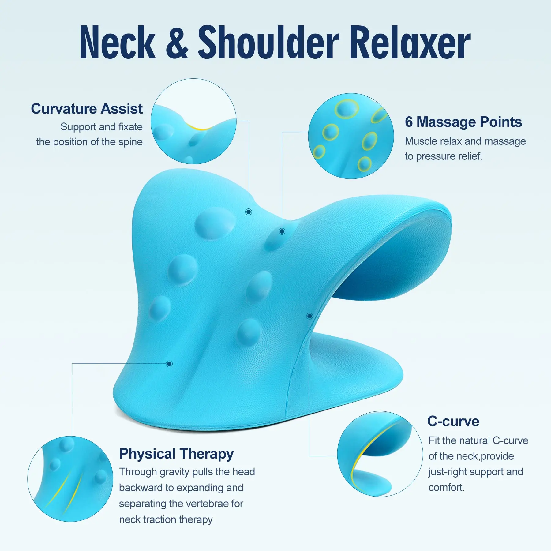 Neck Shoulder Stretcher Relaxer Massage Pillow Cervical Chiropractic Traction Device for Pain Relief Cervical Spine Alignment