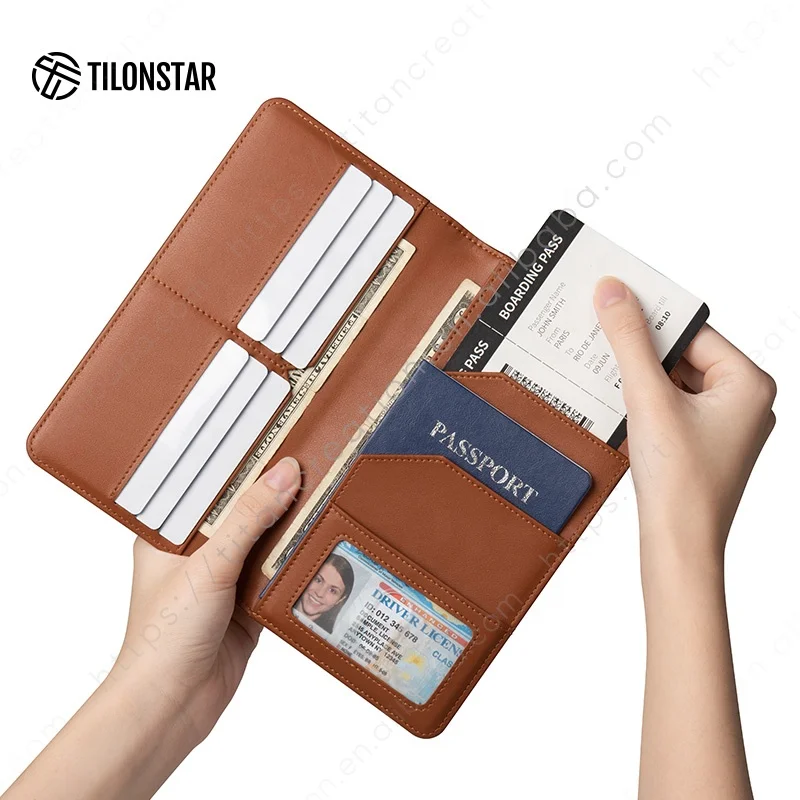 TILONSTAR TPW100 Custom Logo Leather Passport Sleeve Men Women Passport Holder for Travel