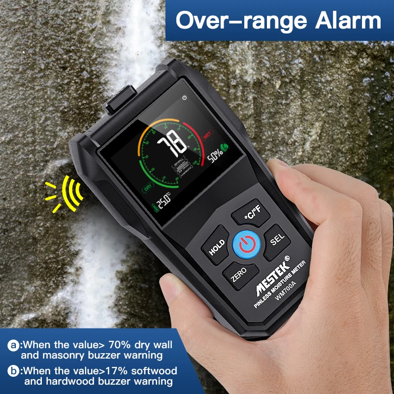 Non-contact Wood Humidity Tester Hygrometer Timber Damp Detector Tree Density Digital tester Black Wood Moisture LCD  Meter