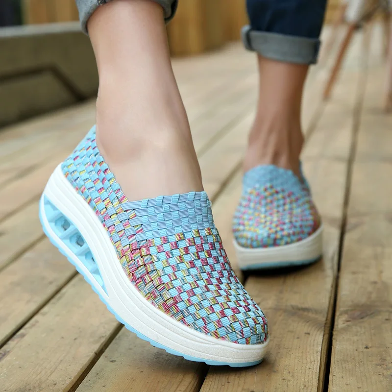 High quality ladies colorful luxury joggers trainers sports rocking shoes clunky woven casual sneakers for women