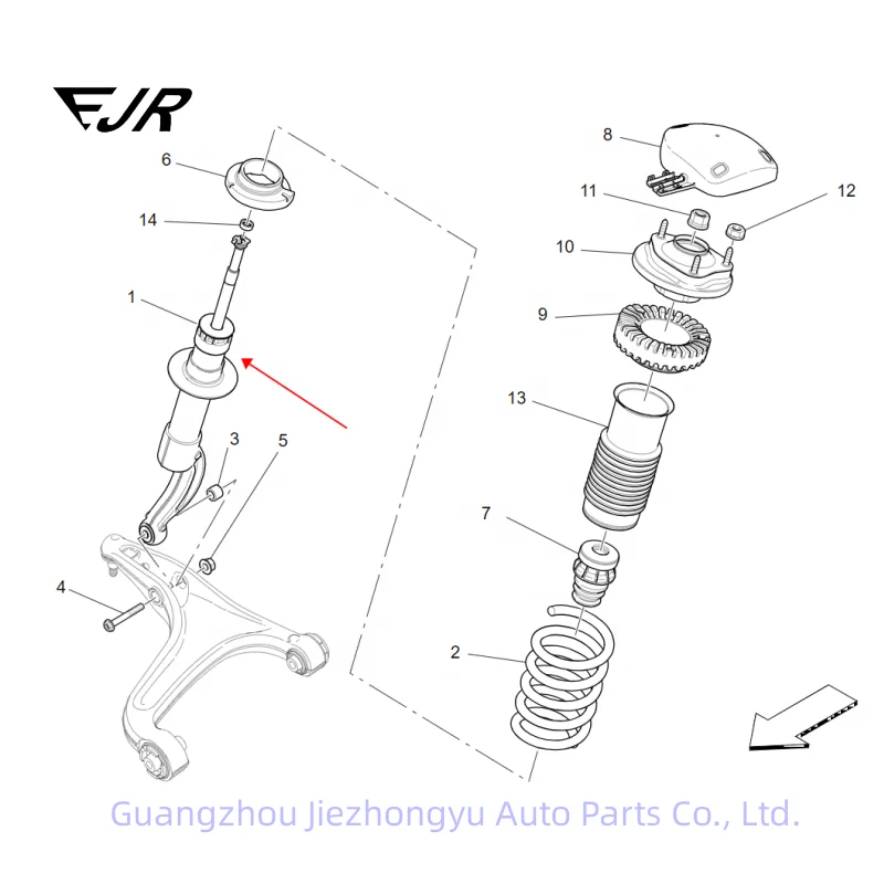 OEM 670153413 Front shock absorber for Ghibli M157 High quality Spare parts