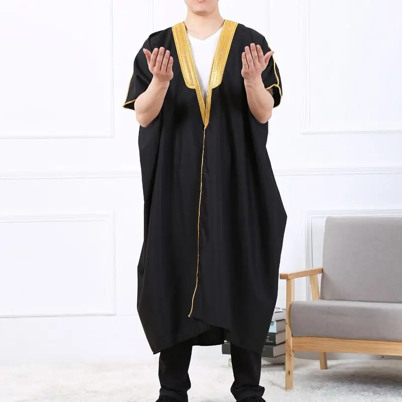 2021 Мужская тонкая туника с золотой нитью и вышивкой с золотой каймой средневосточное Африканское мусульманское платье