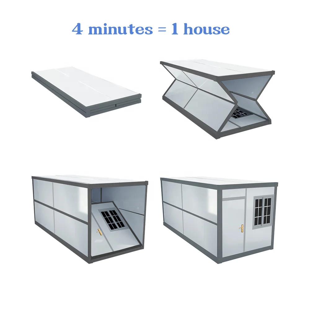Ready To Ship Cheap Flat Pack 20Ft 40Ft Small Modular Living Foldable Folding Tiny Prefab Container House Home Office For Sale
