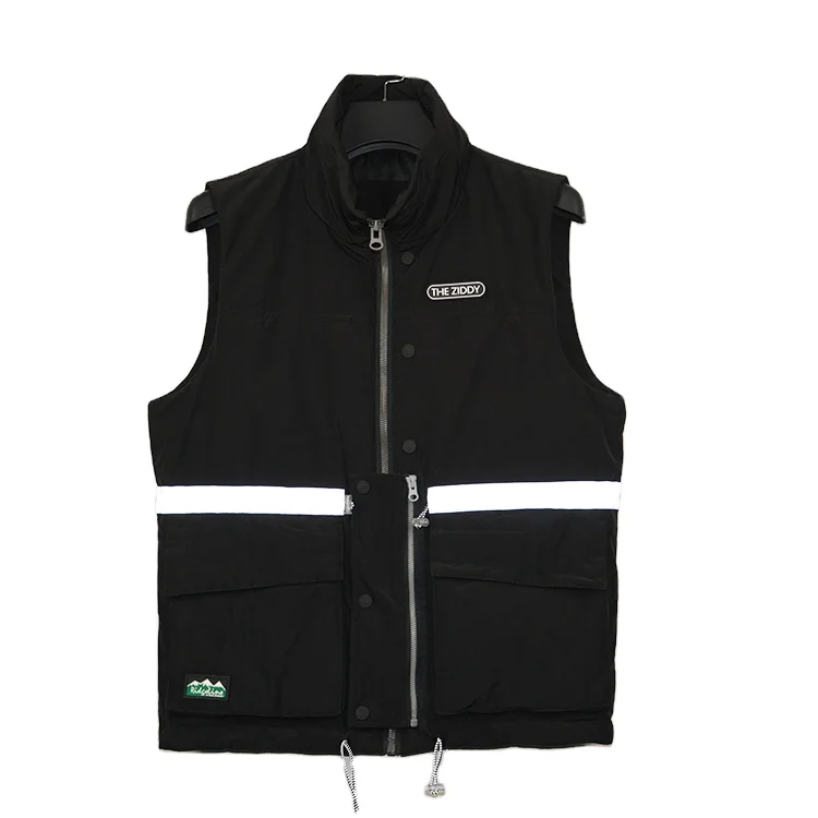 
2021 new design black lightweight reflective safety down vest padded sleeveless winter down vest mens 