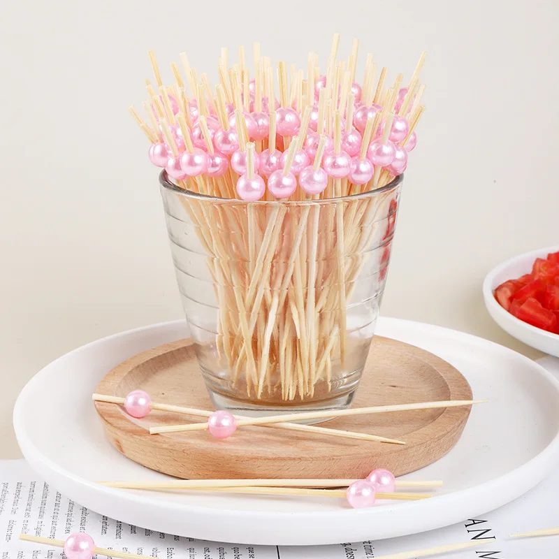 Handmade 4.7 Inch Bamboo Wooden Fruit Stick Eco-Friendly Disposable Food Skewers Cocktail Charcuterie Cup Custom Party