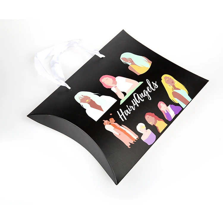 wholesale paper pillow wig boxes custom logo packaging hair extensions wig gift box with handles