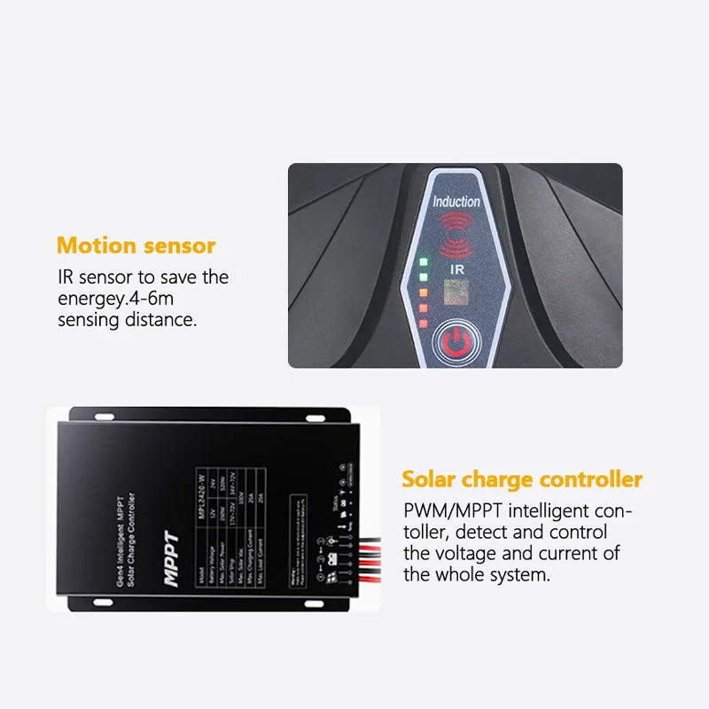 All in one 100w 200w 300w 400w 500w  light  with IR motion sensor of street solar light