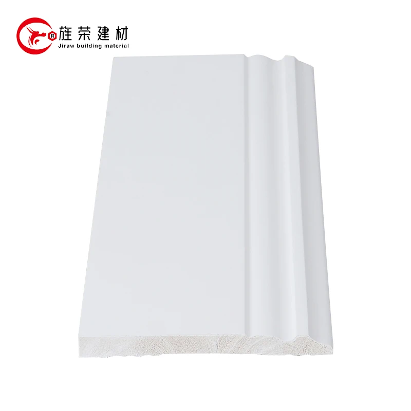 White primed floor trim hardwood baseboards pine baseboard