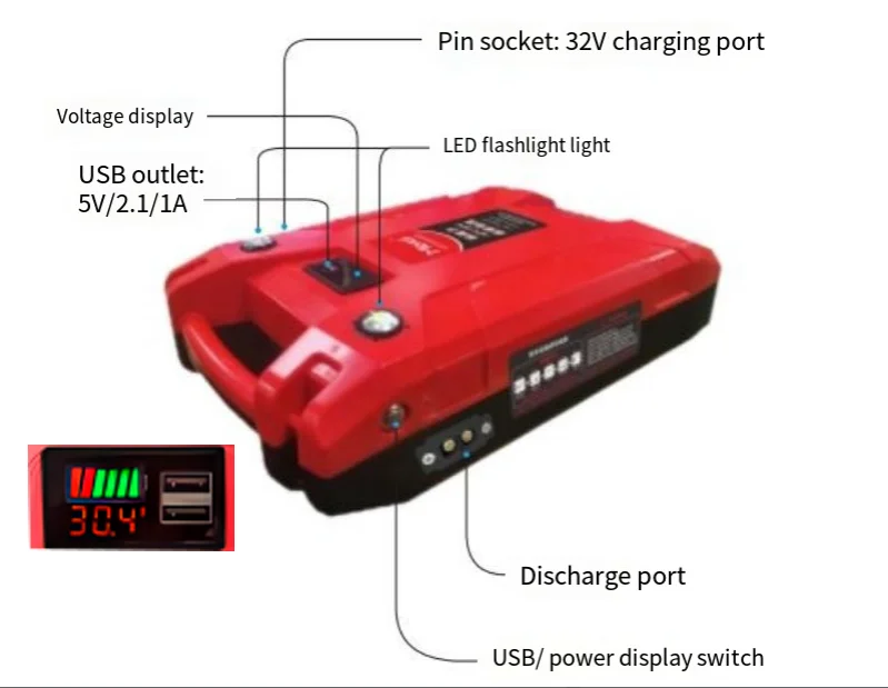 Multi-function Portable Car Emergency Battery Booster Power Bank Car High Power Jump Starter 13000mAh 24V