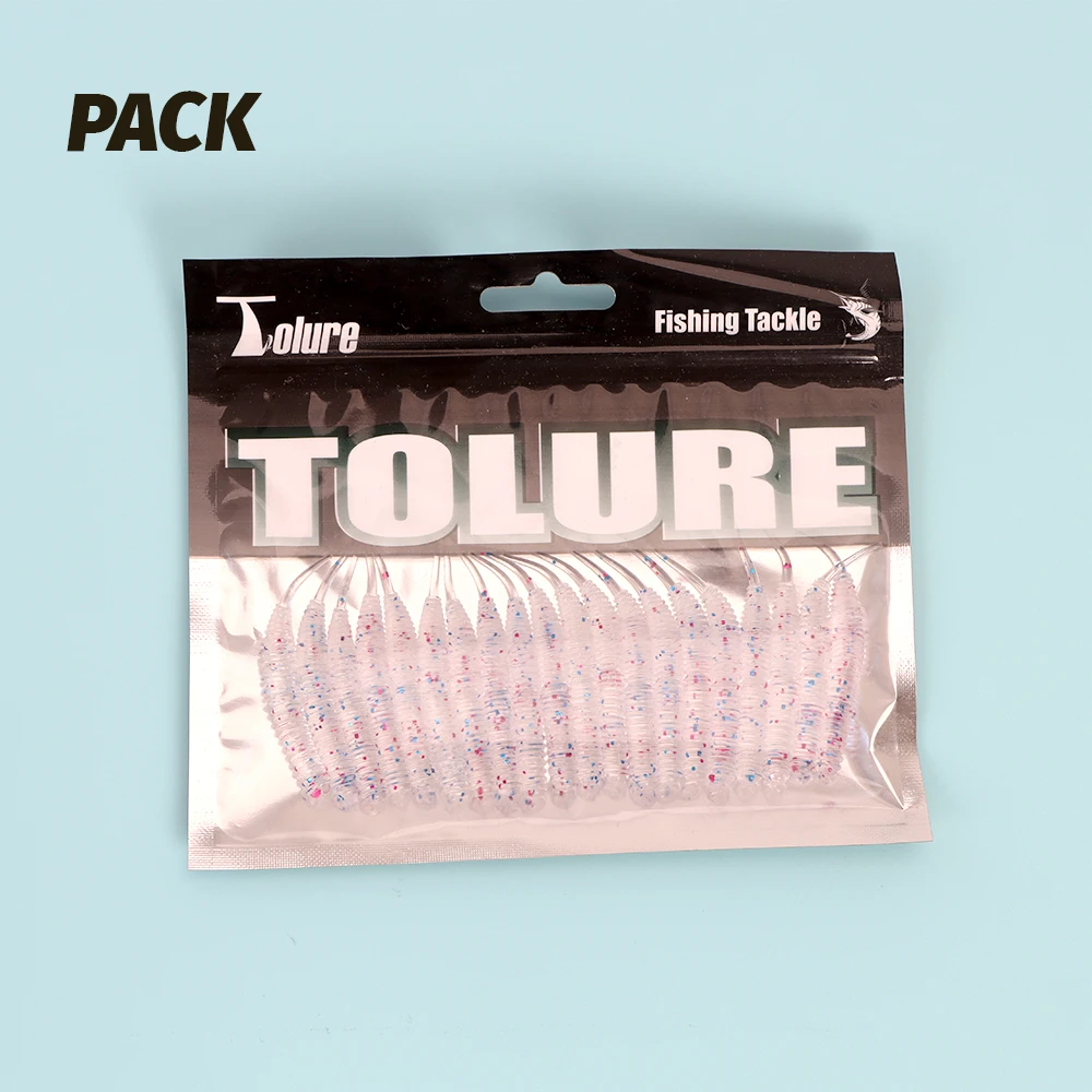 Tolure 20pcs/bag fishing worm soft plastic 6.2cm 1.2g shad bait artificial soft worm fishing lures