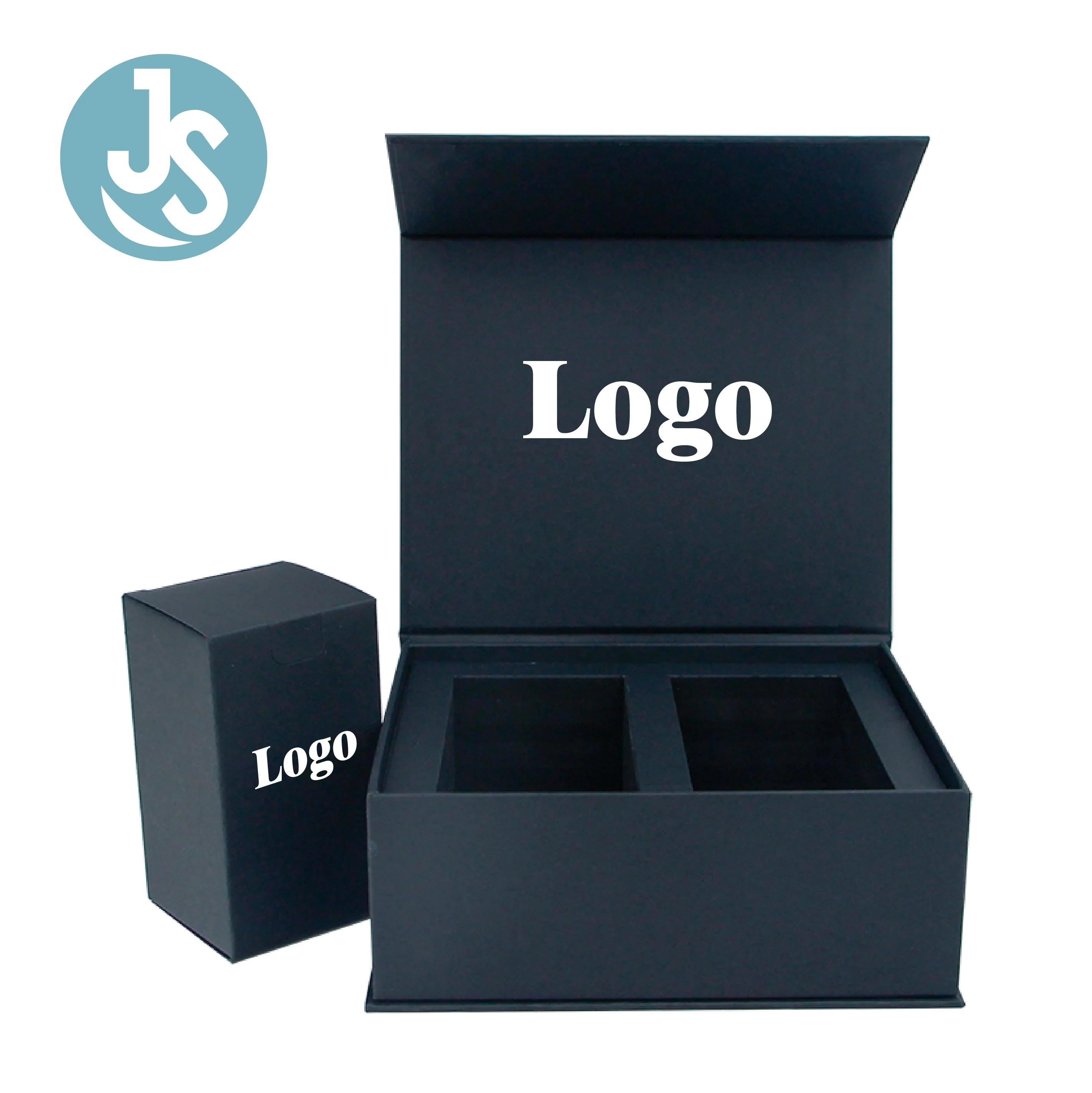 Black Folding Book Shaped Closure Lid Paper Box Packaging Flip Foldable Rigid Cardboard Box Magnetic Gift Box Custom Logo Luxury