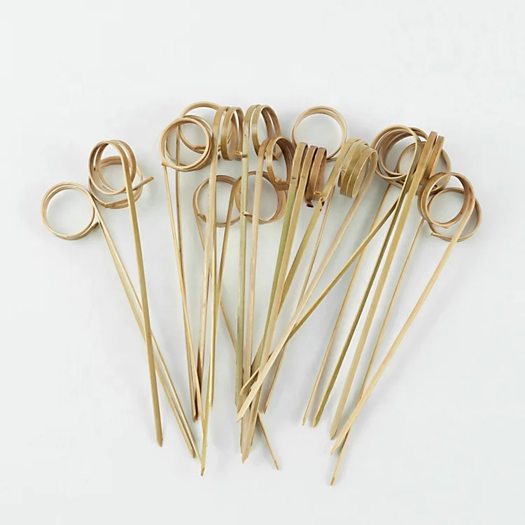 Bamboo Knot Cocktail Picks Fruit Hamburger Sandwiches Bbq Skewers decorative skewers Bamboo Looped Skewers