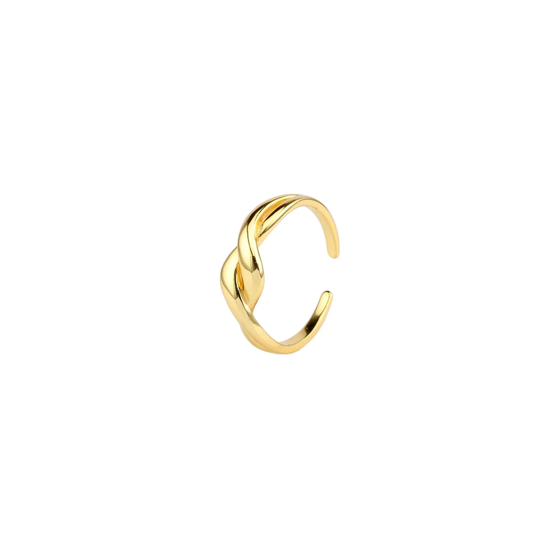 S925 Sterling Silver Light Luxury Senior Sense of Vegetarian Circle Personalised Wave Opening Ring Creative Fashion Ring