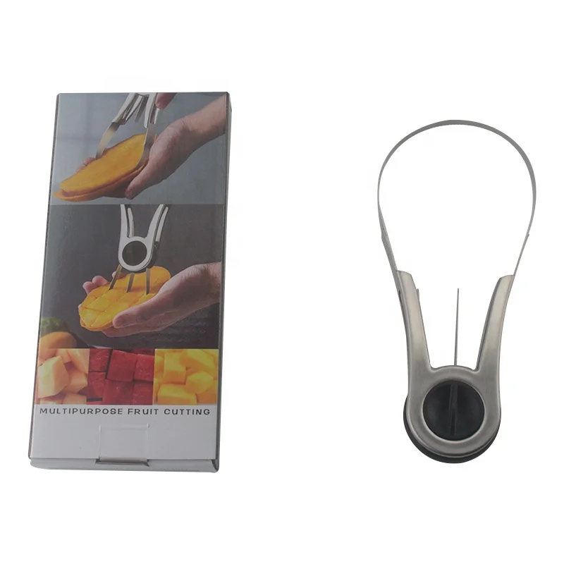 2 In 1Mango Peeling Separator Pawpaw Digging Stainless Steel Peeler Manual Mango Slicer Fruit Cubes Cutter