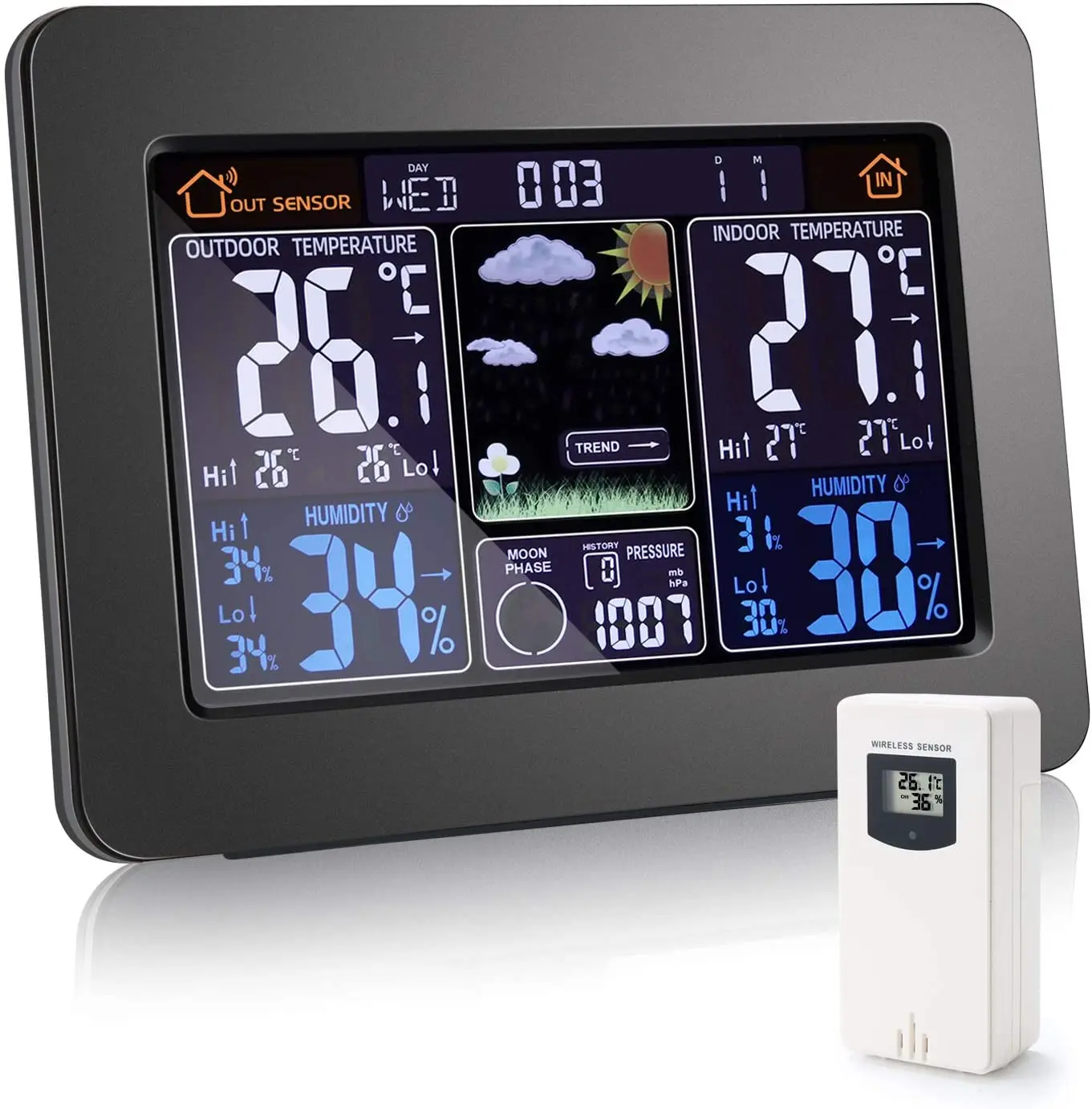 Цифровая метеостанция с барометром для дома и улицы, температура и влажность