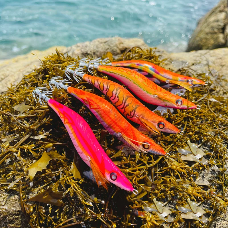 Japan quality saltwater 3.5# EGI Squid Jig wood shrimp squid hook fishing lure