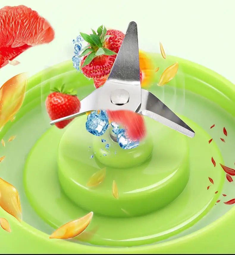 AAA163 Multifunction Mini Usb Rechargeable Home Blender and Mixer 6 Leaf Juice Plastic Electric Portable Juicer