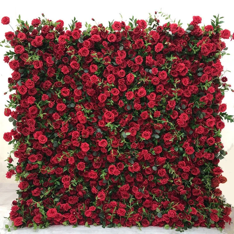 Beauty flower wall art artificial white red 3d rose flower walls backdrop for wedding and event