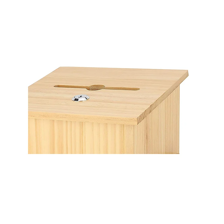 
High Quality Society Welfare Fundraising With Lock Countertop Solid Wood Donation Box 