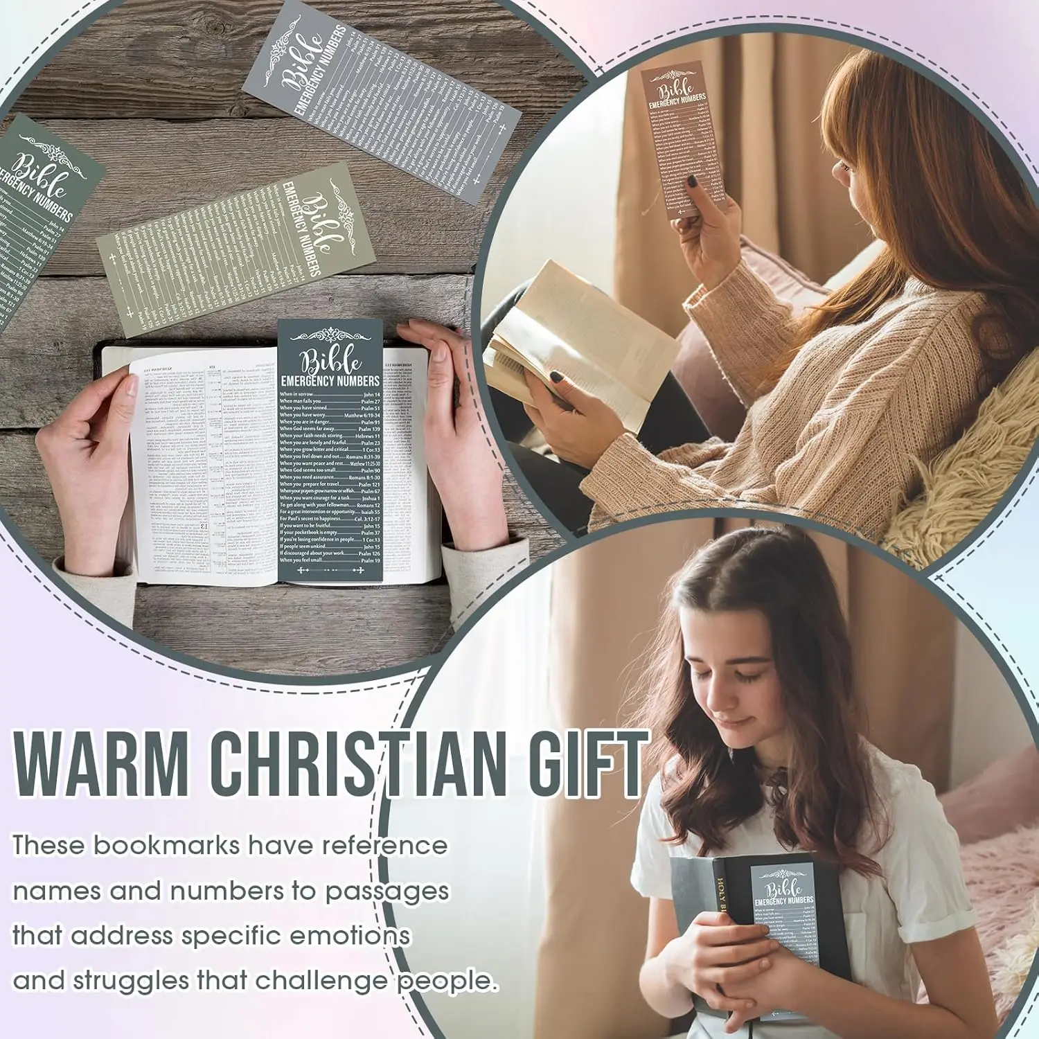 Bible Emergency Numbers Bookmark Christian Bookmarks for Church Welcome Gifts Bible Index Bookmark Cards