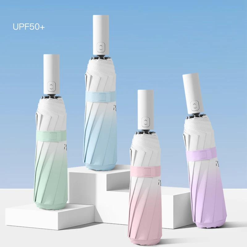 Factory promotional full automatic popular 3 folding umbrella automatic sunshade waterproof sombrillas rain umbrella for girls