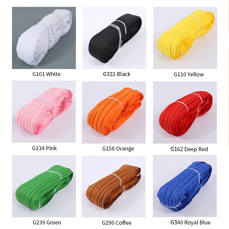 Factory Wholesale 5# Textile Sewing Accessories Luggage Clothing Nylon Coil Zipper Tape Colorful Nylon Zipper 5  For Bags Pants