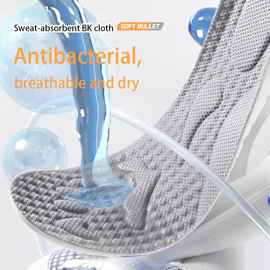 New Arrival! wholesale/custom Soft PU high elastic gel Sport insole for men and women sweat-absorbent BK fabric pads MOQ 1 PAIR