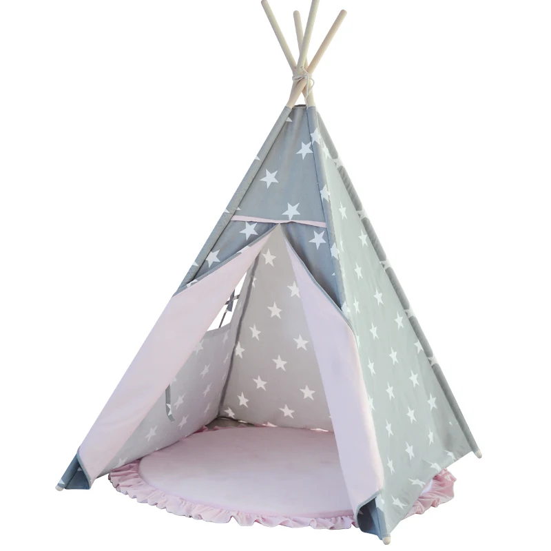 Ningbo Love tree Stripe Cotton Canvas Teepee  cotton bed indoor outdoor party tienda toy Tipi Kids Teepee Tent