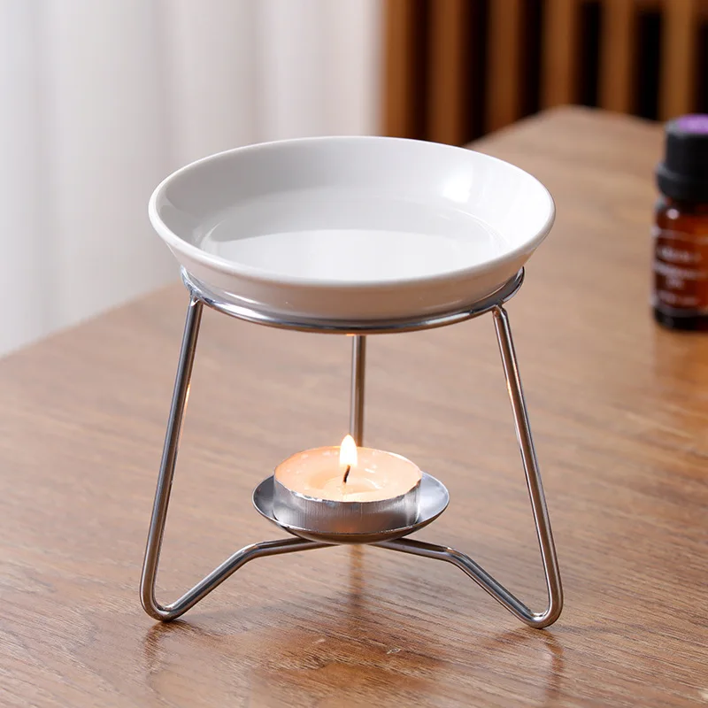 Wax Melt Essential Oil Burner silver Angle Iron frame  Ceramic Aroma Burners Wax Warmer Aromatherapy Holder Candle