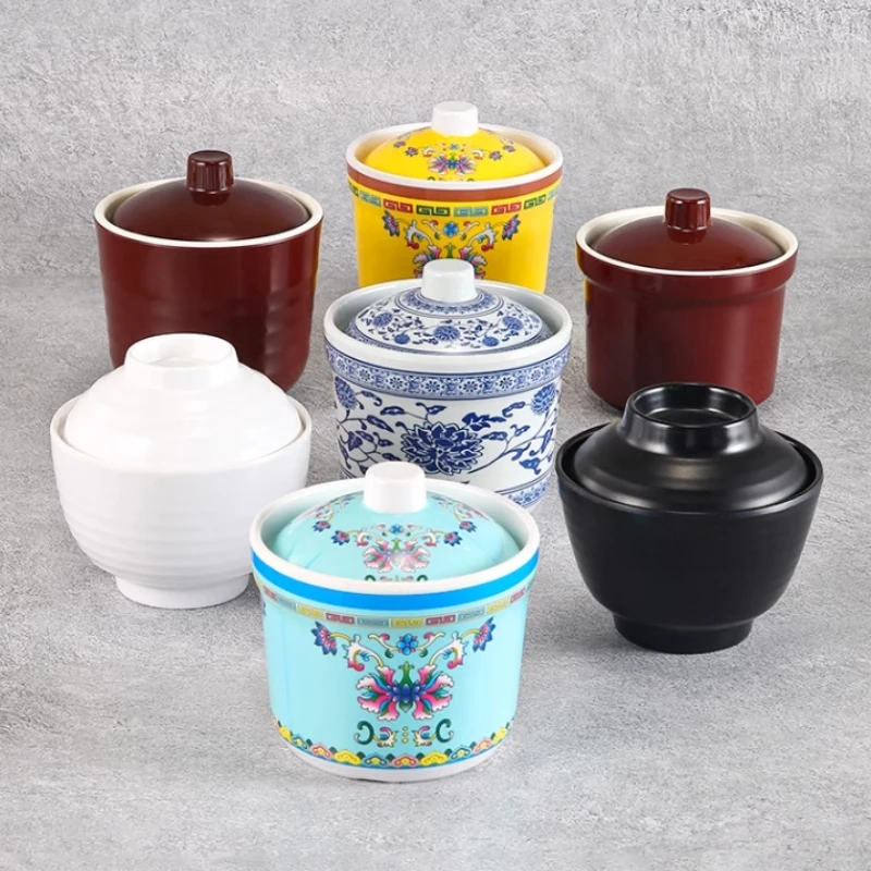 Food Grade Eco-Friendly Custom Logo Melamine Mixing Rice Soup Bowl with Cover
