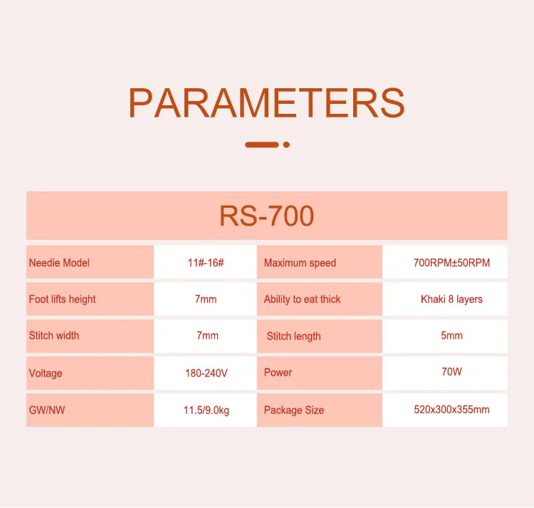 RS-700 multifunction portable domestic mini 180 stitches sewing machines household for clothing