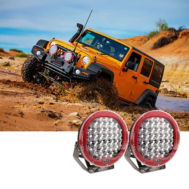 185W 9inch Red Black Round Led Driving Light Off Road Super Power Led Work Light For SUV ATV UTV 4X4 4wd Car